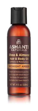 ASHANTI NATURALS 100% SHEA NUT & SWEET ALMOND NATURAL HAIR & BODY OIL- MIDNIGHT AMBER 4 OZ