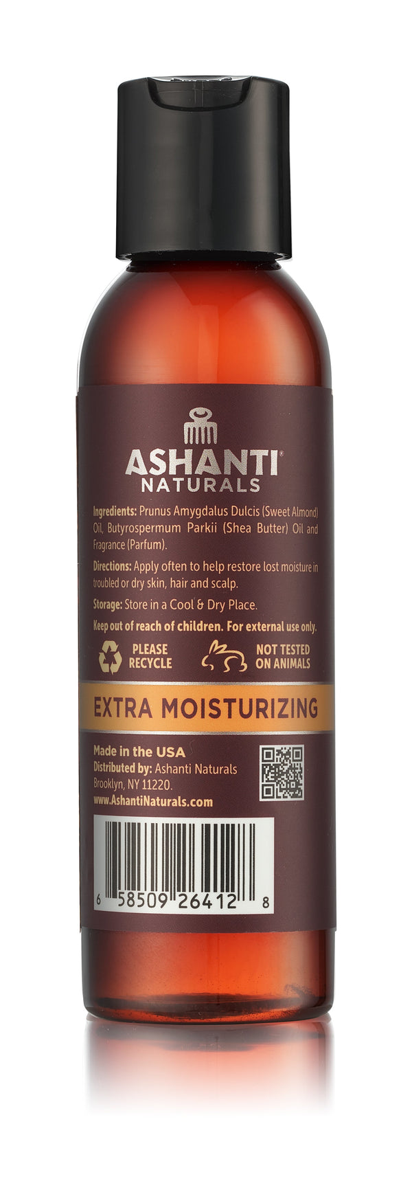ASHANTI NATURALS 100% SHEA NUT & SWEET ALMOND NATURAL HAIR & BODY OIL- MIDNIGHT AMBER 4 OZ
