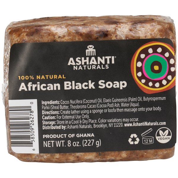 ASHANTI NATURALS AFRICAN BLACK SOAP BAR 8.OZ